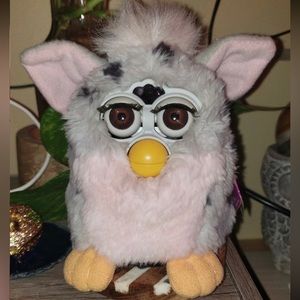 Vintage Furby 1998 model 70-800 Grey pink leopard spots Tiger brand